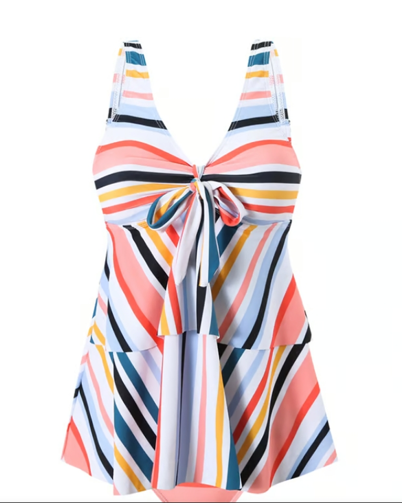 Maillot De Bain Lacé Rayé Triangle Deux-Pièces