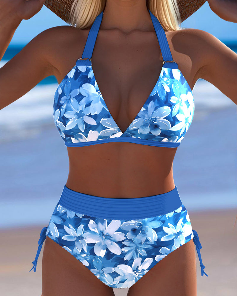 Bikini Sexy Décolleté Plongeant Imprimé Deux Pièces Triangle