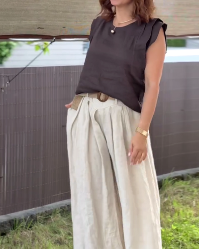 Blouse Manches À Volants Couleur Unie