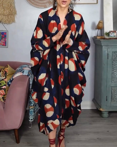 Robe Mode Ample Manche Chauve-Souris Imprimée