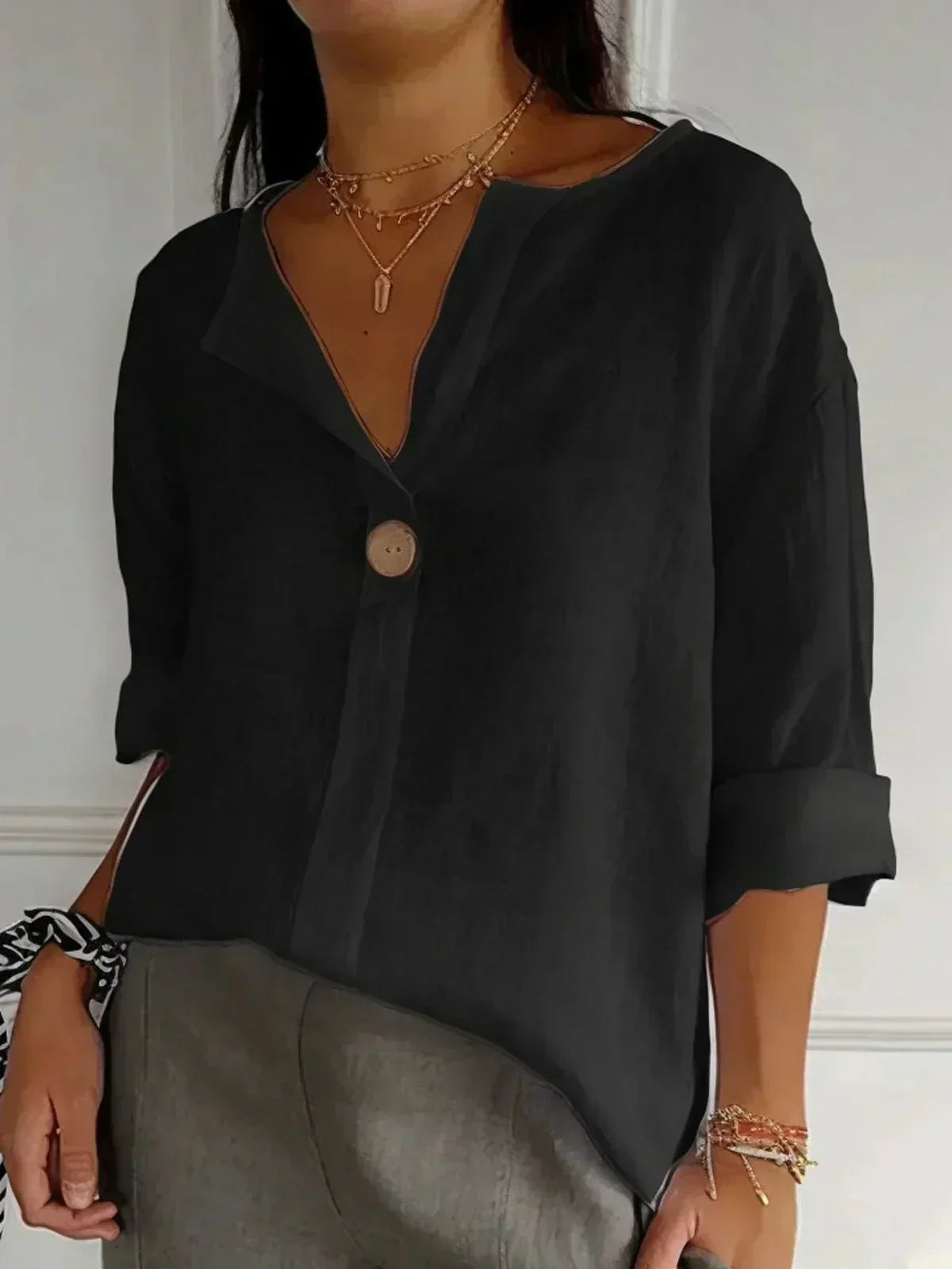 Top Lindala pour femme | Chemise décontractée à col en V pour toutes les occasions