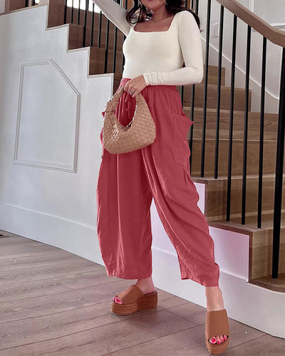 Pantalon Droit Jambe Loose Décontracté