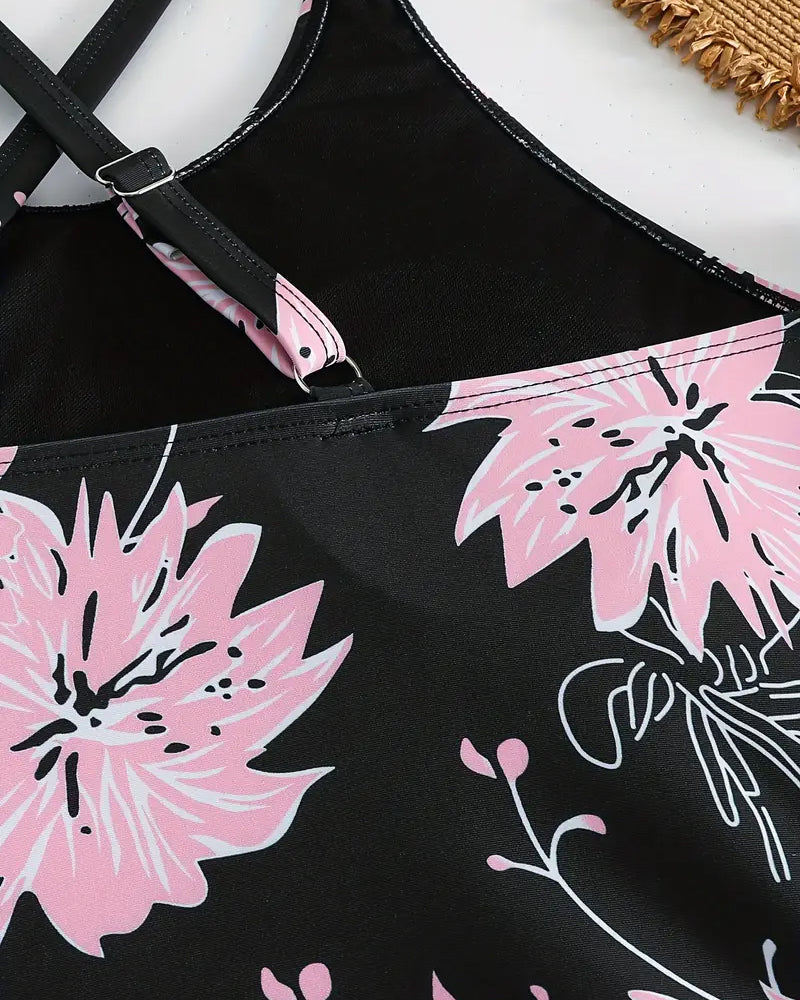 Maillot De Bain Imprimé Casual Dos Nu Deux Pièces