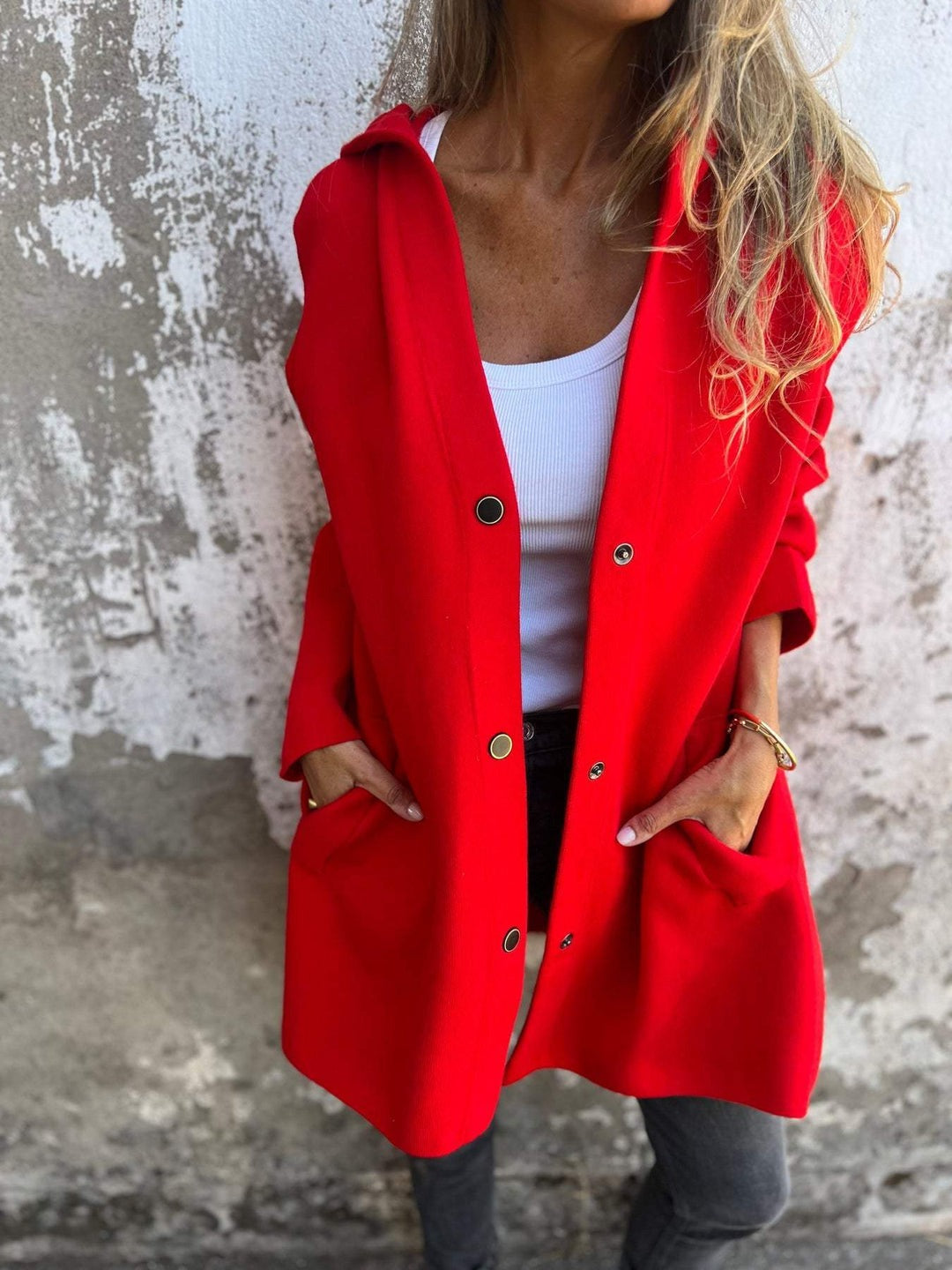 Cardigan avec boutons et capuche