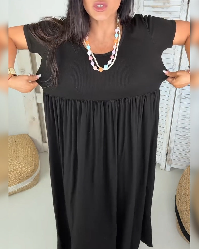 Robe Élégante Couleur Unie Ligne A