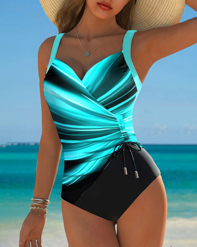 Maillot de bain Une pièce Contrasté avec Lacets