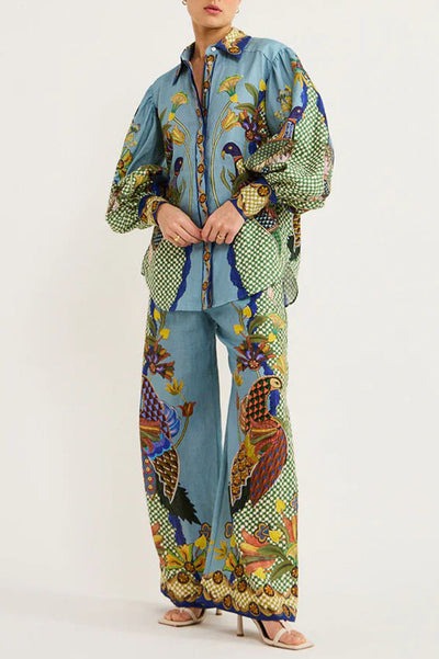 Ensemble à imprimé unique et ensoleillé satin