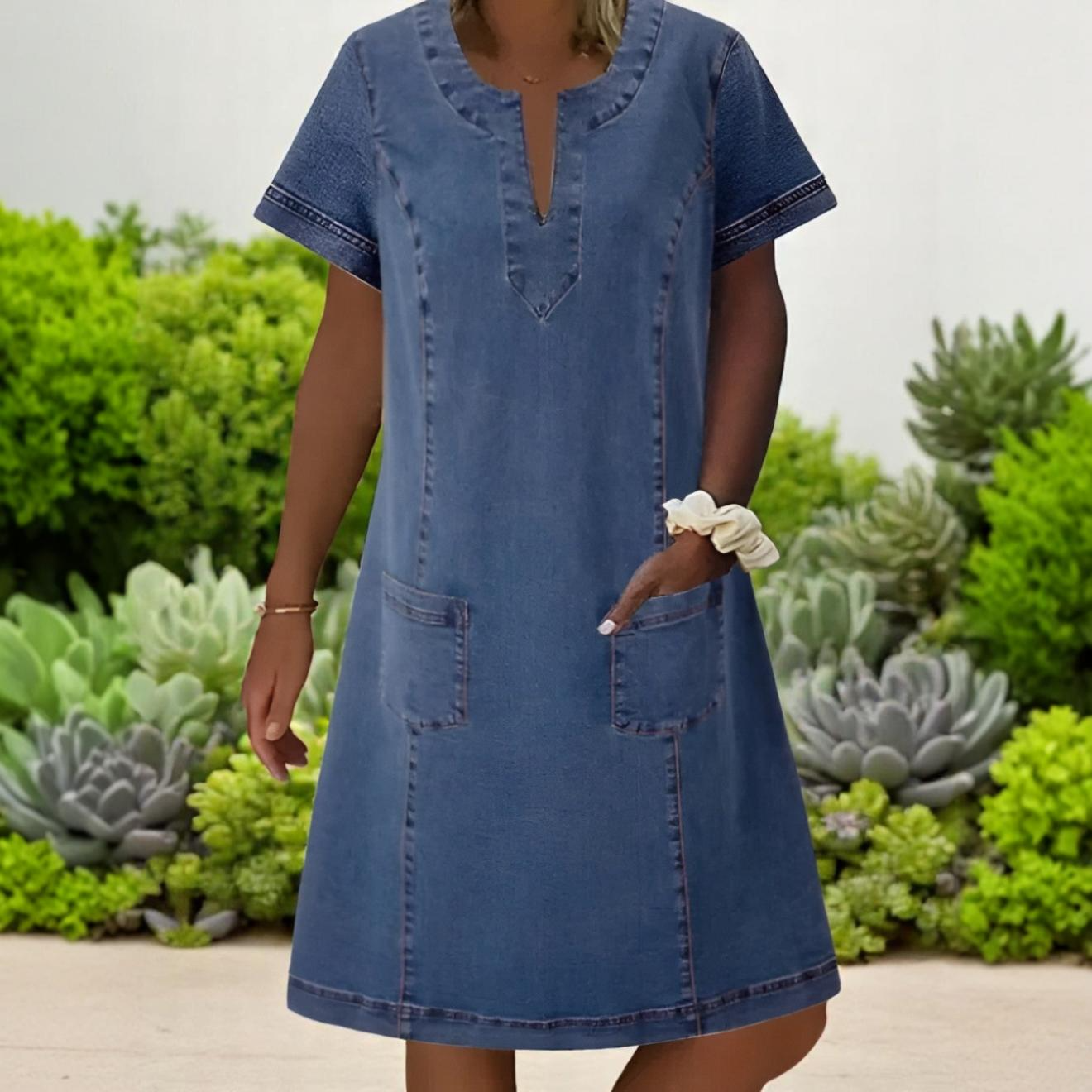 Morgane™ | Robe en denim confortable avec poches pratiques