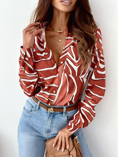 Monika | Blouse féminine épurée avec imprimé satin