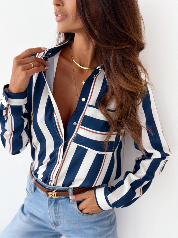 Monika | Blouse féminine épurée avec imprimé satin
