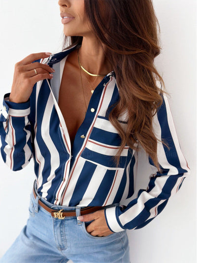 Monika | Blouse féminine épurée avec imprimé satin