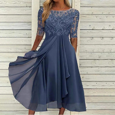 VICTORIA | Abito Elegante con Pizzo e Gonna Fluida