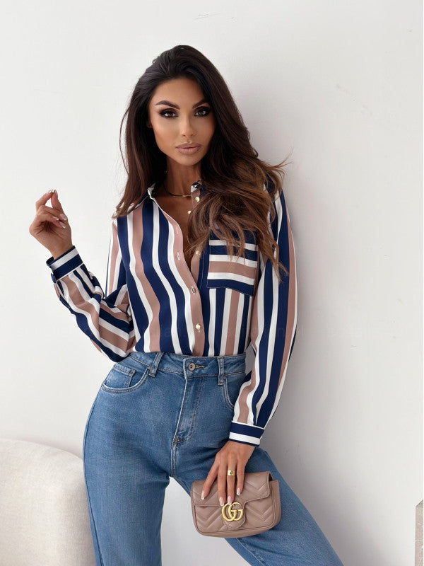 Monika | Blouse féminine épurée avec imprimé satin