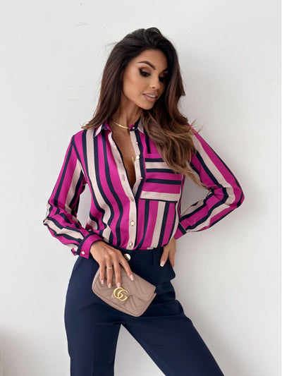 Monika | Blouse féminine épurée avec imprimé satin