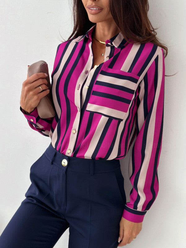 Monika | Blouse féminine épurée avec imprimé satin