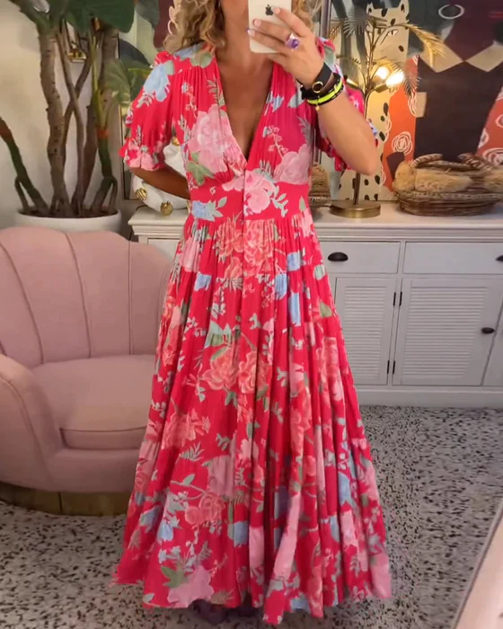 Colette - Charmante Robe À Fleurs En Tissu Léger