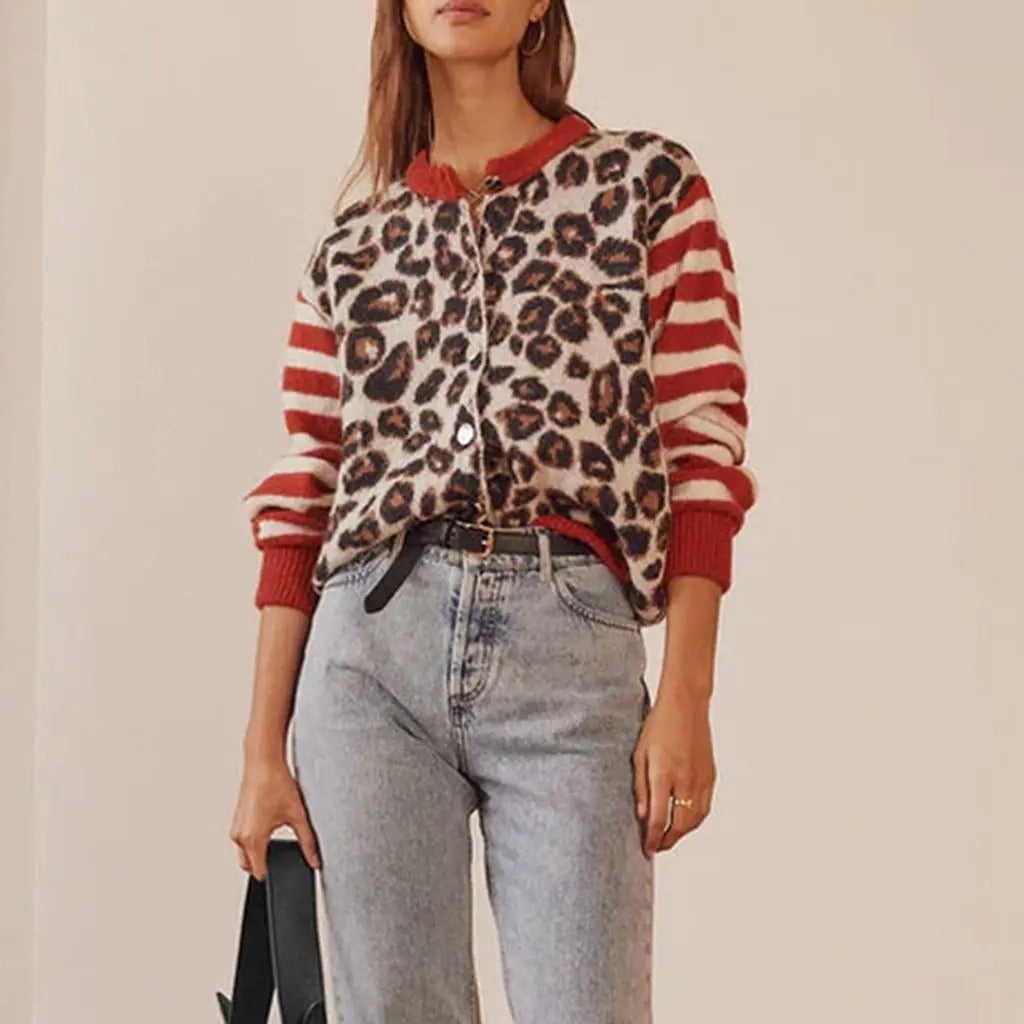 Cardigan en tricot léopard rebelle