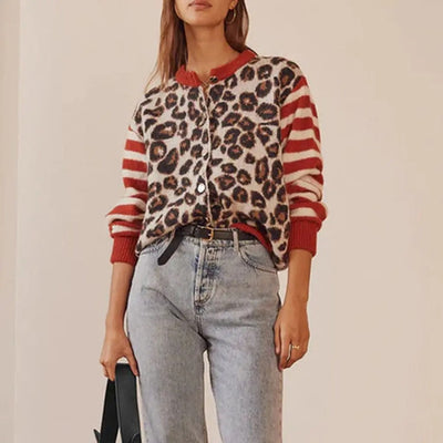 Cardigan en tricot léopard rebelle