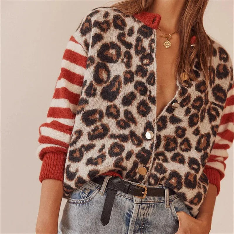 Cardigan en tricot léopard rebelle