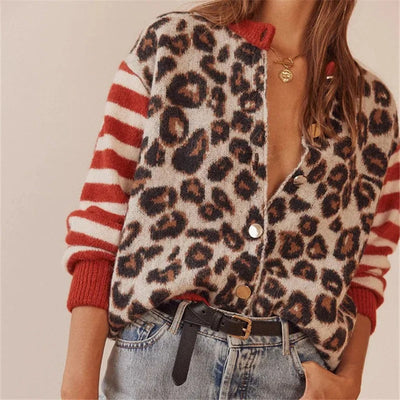 Cardigan en tricot léopard rebelle