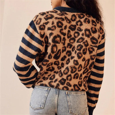 Cardigan en tricot léopard rebelle