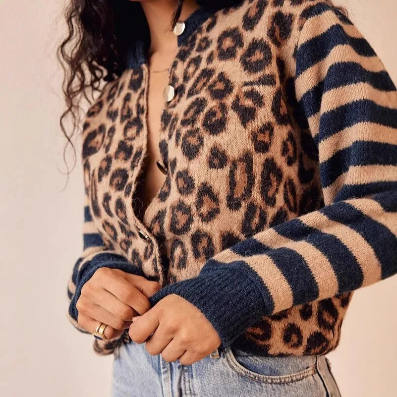 Cardigan en tricot léopard rebelle