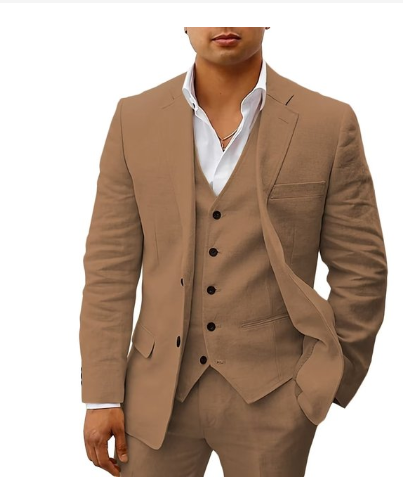 Costume homme 3 pièces élégant – tenue chic pour mariage et cérémonie d’été