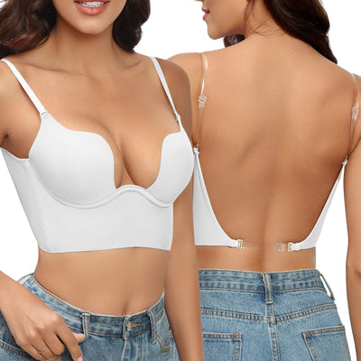 Soutien-gorge femme dos nu – Longline invisible – Bretelles réglables – Maintien armatures