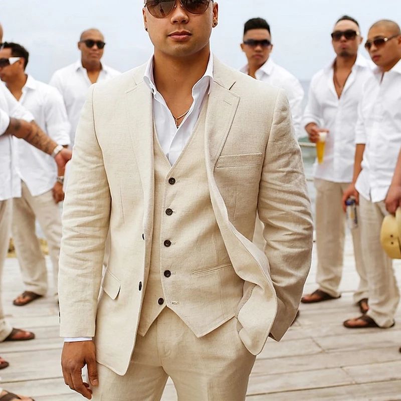 Costume homme 3 pièces élégant – tenue chic pour mariage et cérémonie d’été