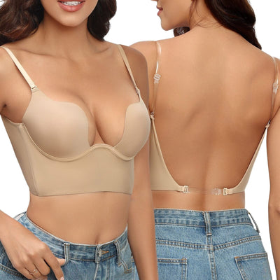 Soutien-gorge femme dos nu – Longline invisible – Bretelles réglables – Maintien armatures