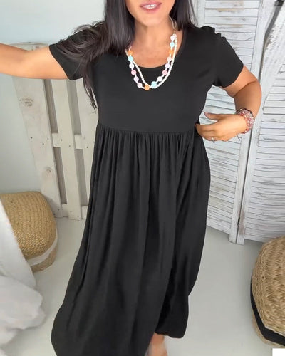 Robe Élégante Couleur Unie Ligne A