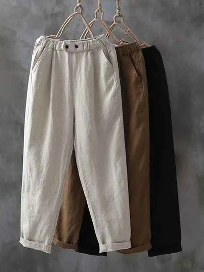 Pantalon femme décontracté – Coupe ample – Taille élastique – Tissu respirant – Longueur cheville