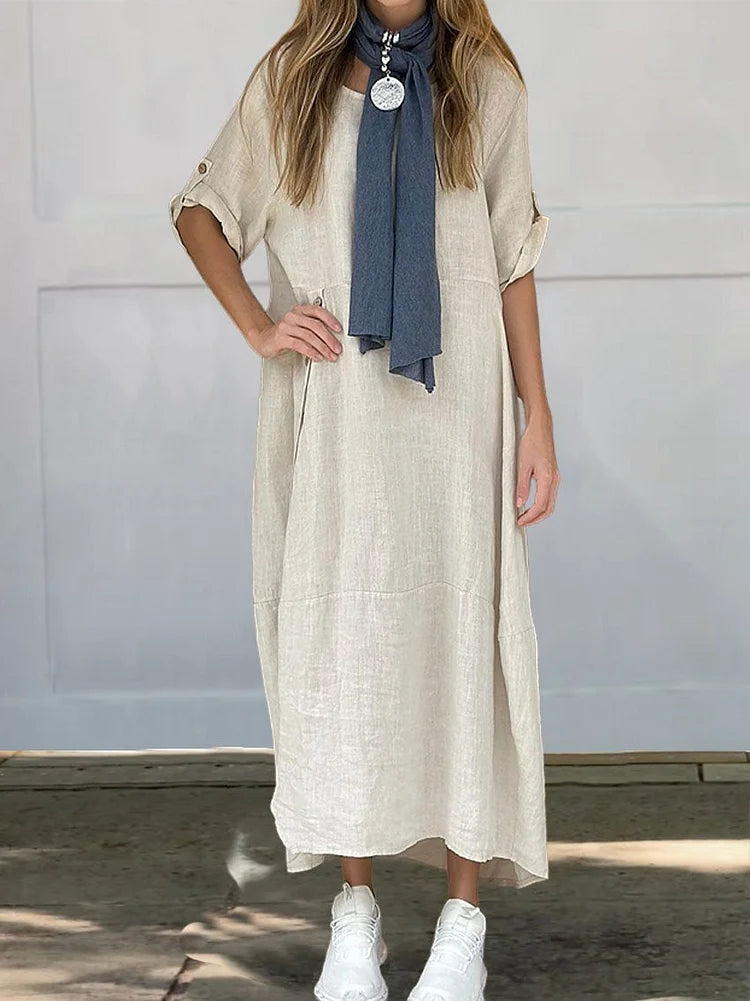 Élise - Maxi-Robe Décontractée Sans Manches En Coton