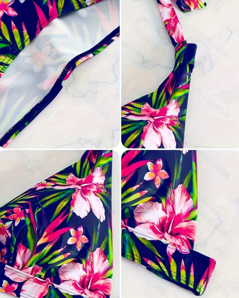 Maillot de Bain Deux - pièces Fleuri en Halter