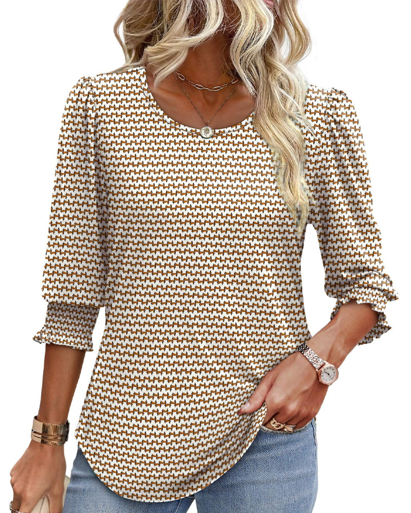 Blouse Manche Bouffante Imprimée
