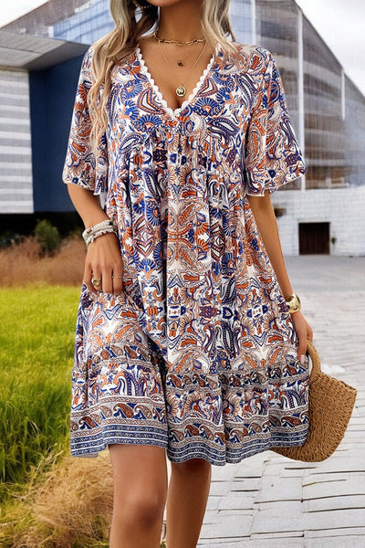 Amélie - Mini-Robe Imprimée Décolleté En V