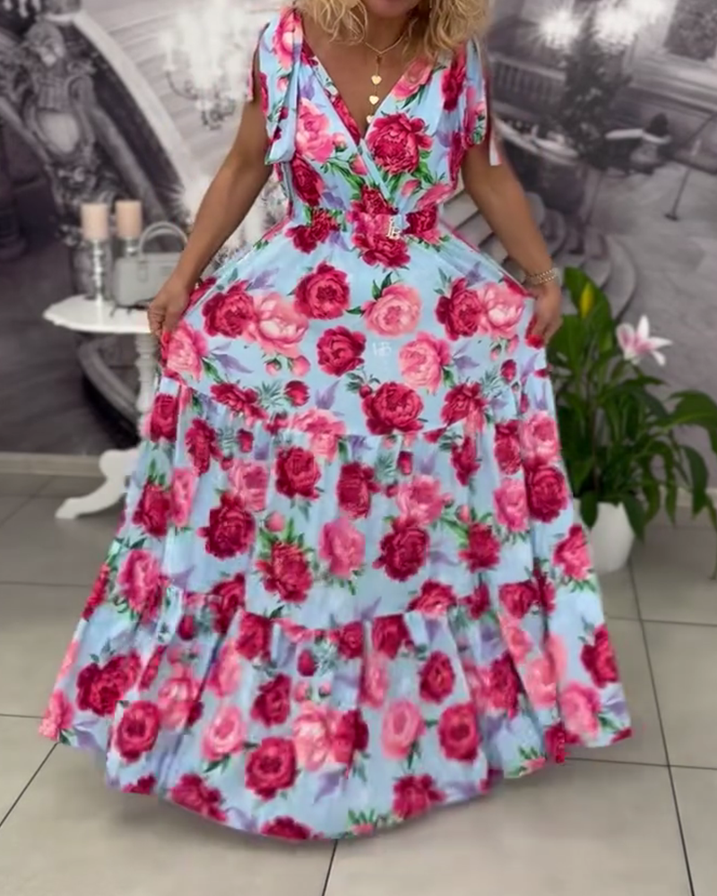 Robe Sexy Décolleté en V Imprimé