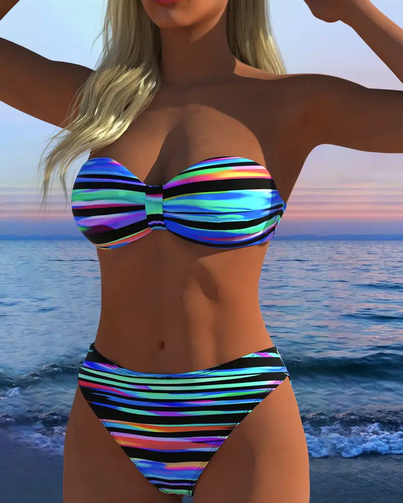 Maillots de Bain Sexy à Rayures Arc-en-Ciel