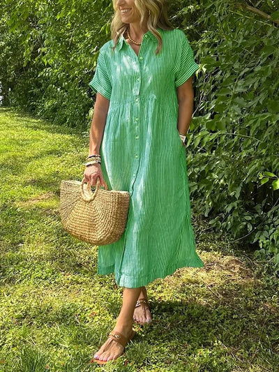 Angela™ | Robe Maxi Élégante avec Col et Boutons