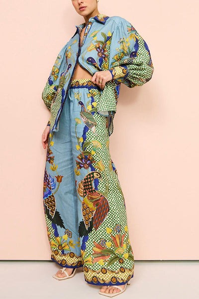 Ensemble à imprimé unique et ensoleillé satin