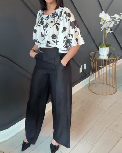 Blouse – Tempérament Imprimé Manches Courtes