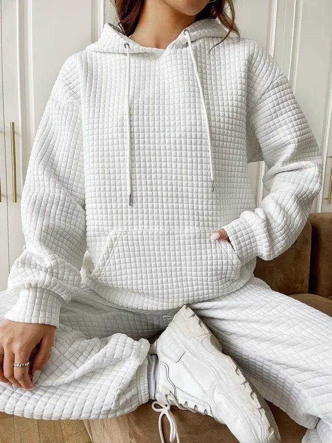 Sweat à Capuche Texturé | Confort Quotidien | Design Quadrillé