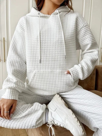 Sweat à Capuche Texturé | Confort Quotidien | Design Quadrillé