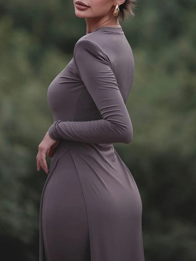 Ensemble haut long fendu et pantalon évasé moulant