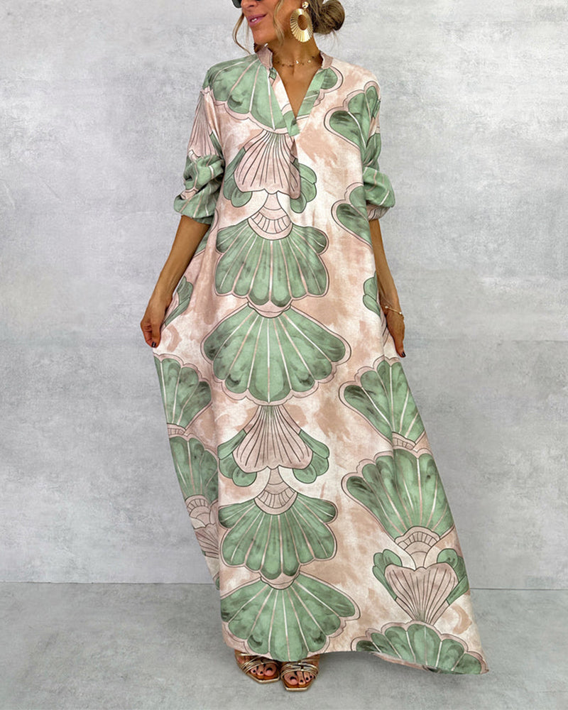 Robe Élégante À Imprimé Feuillage