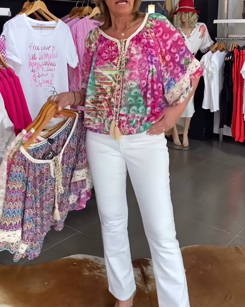 Blouse À Coupe Ample Avec Imprimé Bohème