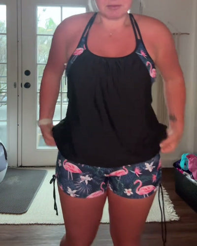 Maillot de bain – Imprimé flamant rose deux pièces