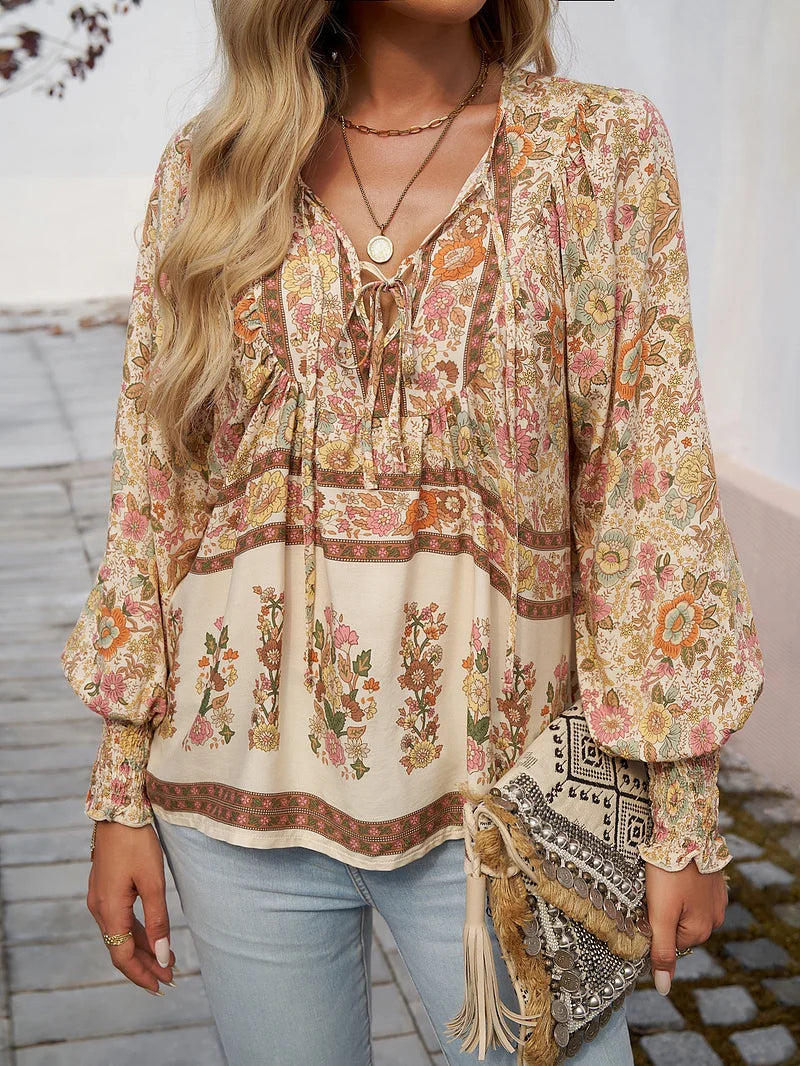 Sallie™ | Top Bohémien Fluide avec Motif Floral