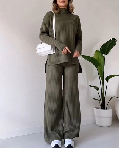 Ensemble deux pièces décontracté à fente chic