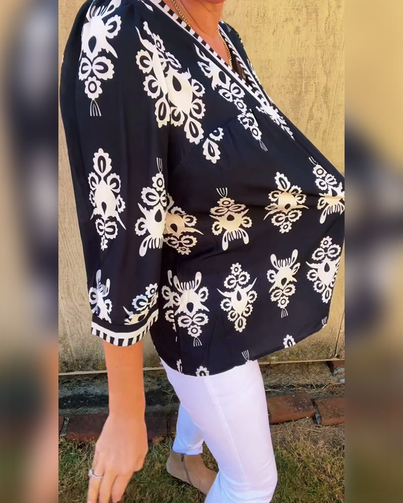 Blouse Manches Trois-Quarts Imprimé